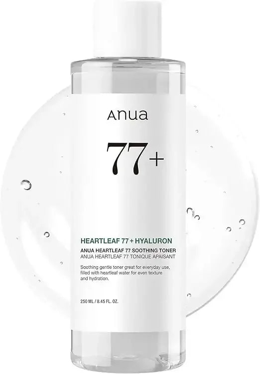 Anua 77 Plus Heartleaf 77 Hyaluron soothing toner bottle for skincare and hydration