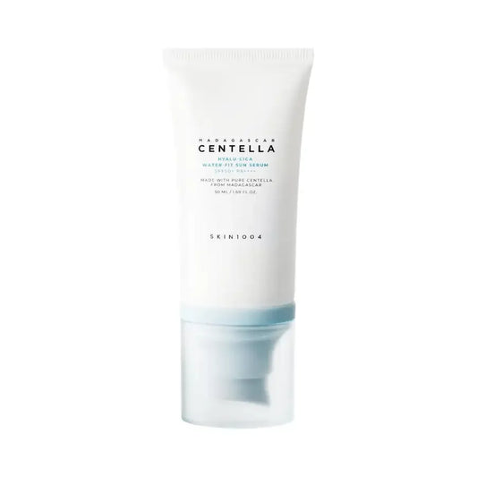 SKIN1004 Centella Hyalu-Cica Water-Fit Sun Serum SPF 50+ in a white tube, 50ml