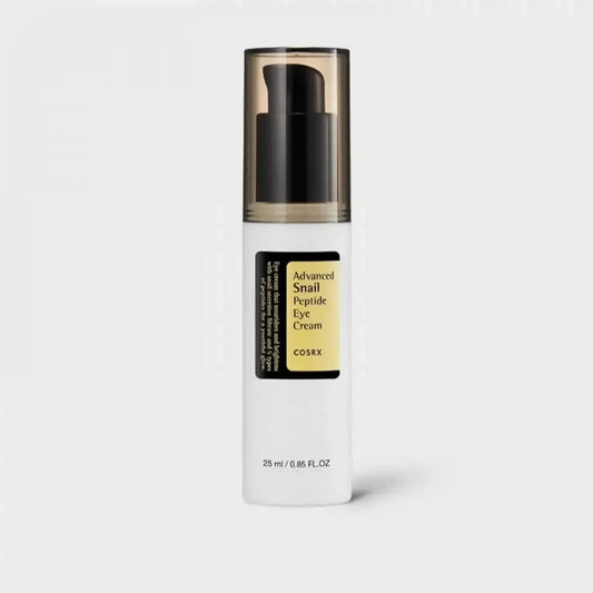 COSRX Advanced Snail Peptide Eye Cream bottle with pump on white background, 25ml skincare product