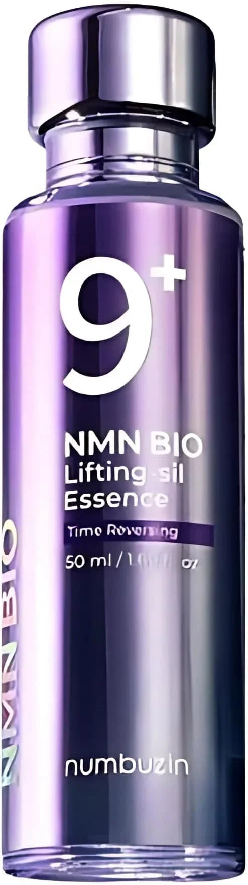 Numbuzin 9+ NMN Bio Lifting Sil Essence serum bottle, 50ml, purple reflective packaging