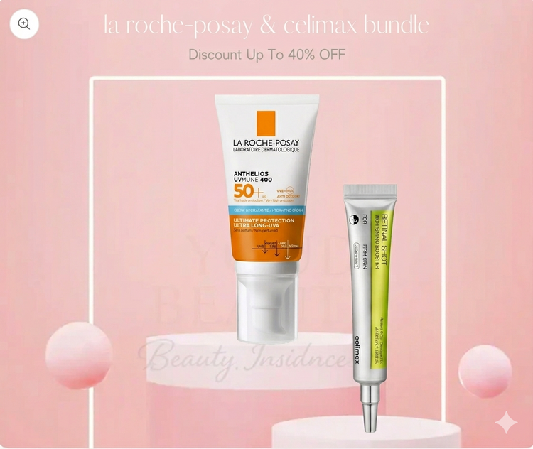 Best Seller La Roche-Posay and Celimax skincare bundle featuring two product bottles with clean, minimalist packaging.