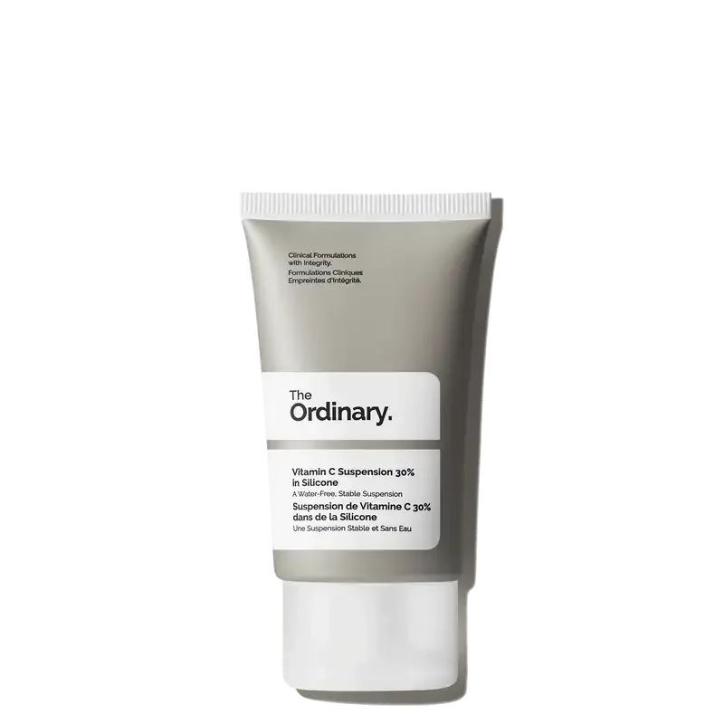 The Ordinary Vitamin C Suspension 30% in Silicone skincare tube on white background