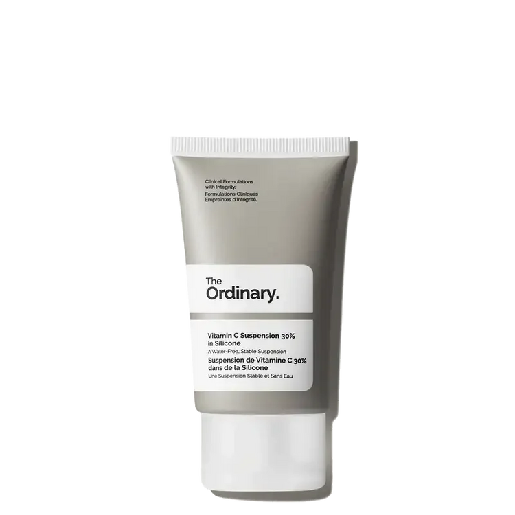 The Ordinary Vitamin C Suspension 30% in Silicone skincare tube on white background