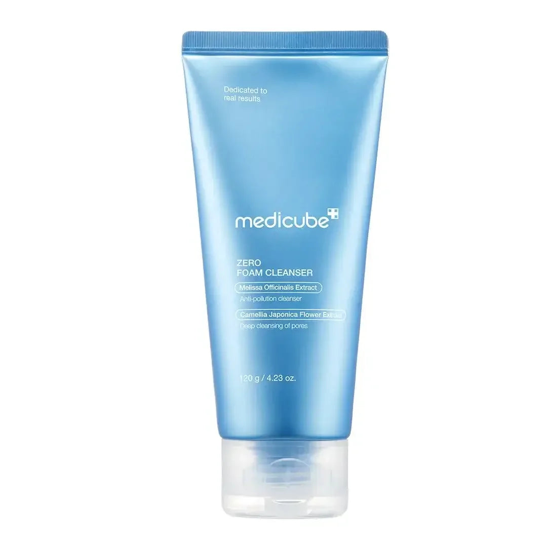 Medikube Zero Foam Cleanser blue tube, 120g, Korean skincare face wash for deep pore cleansing
