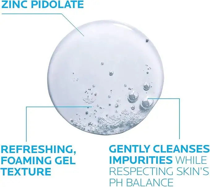 Clear foaming cleanser gel with zinc pidolate, gentle cleansing and refreshing texture.