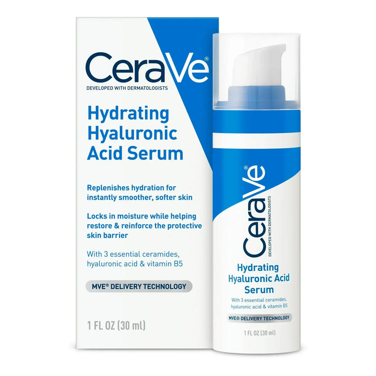 CeraVe Hydrating Hyaluronic Acid Serum 30ml bottle and box for skincare hydration