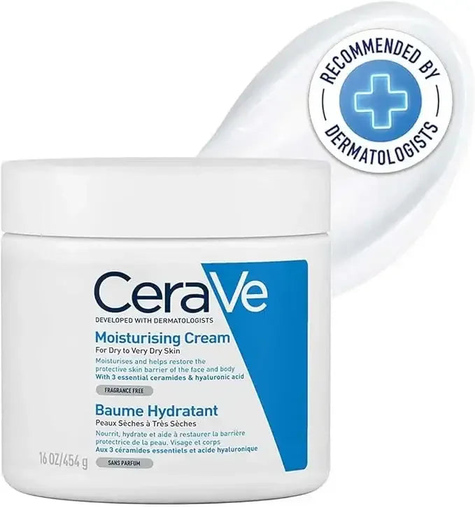 CeraVe Moisturising Cream jar for dry skin, dermatologist recommended, 454g size