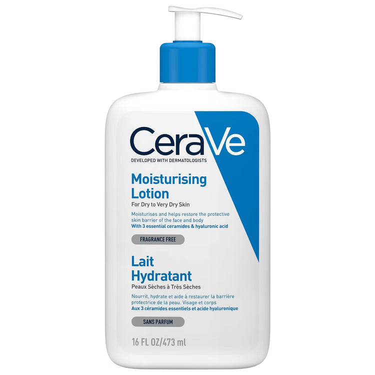 CeraVe Moisturising Lotion bottle with pump, 16 fl oz, for dry to very dry skin, fragrance free
