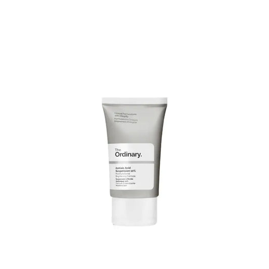 The Ordinary Azelaic Acid Suspension 10% in a gray and white tube on a white background