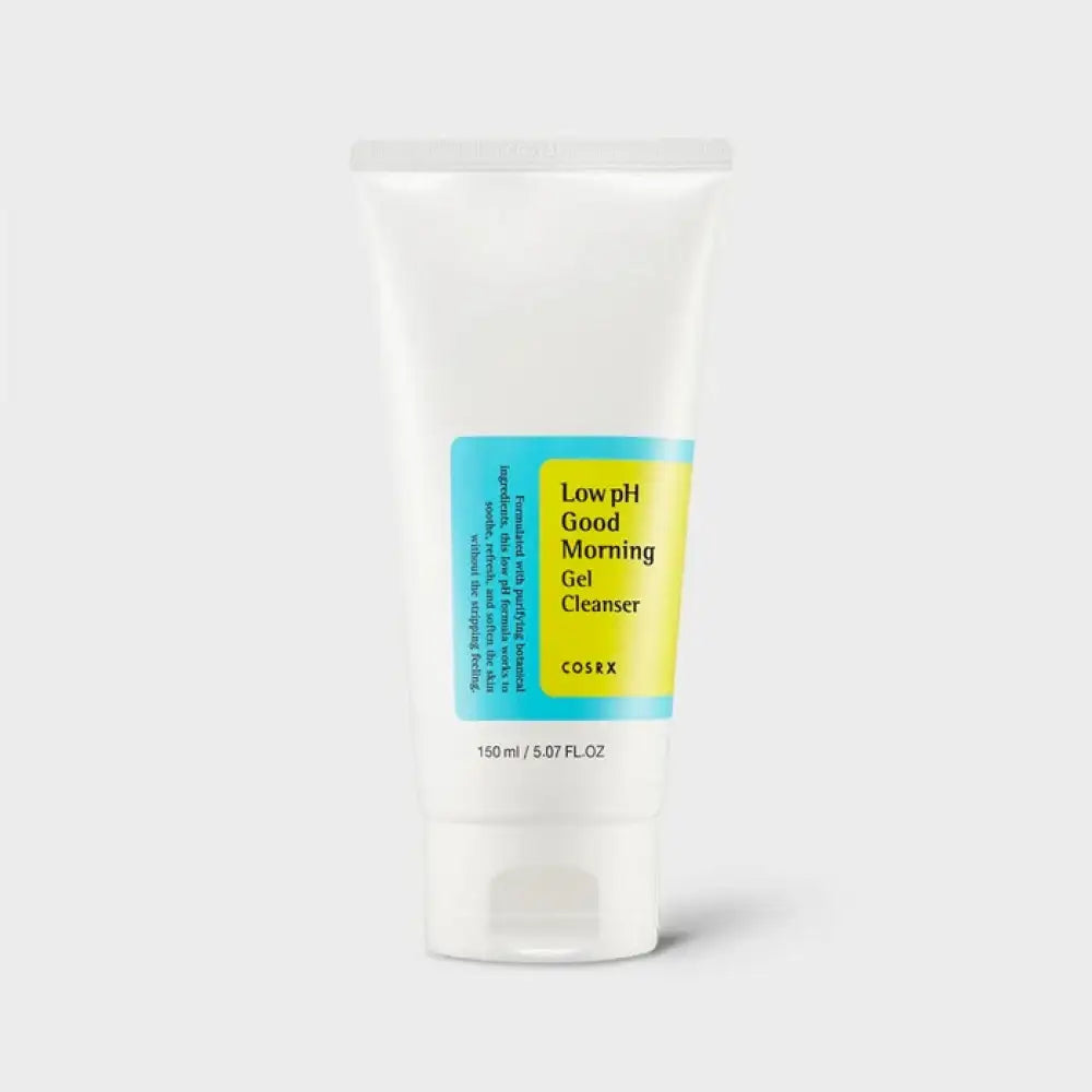 COSRX Low pH Good Morning Gel Cleanser tube on white background, skincare product