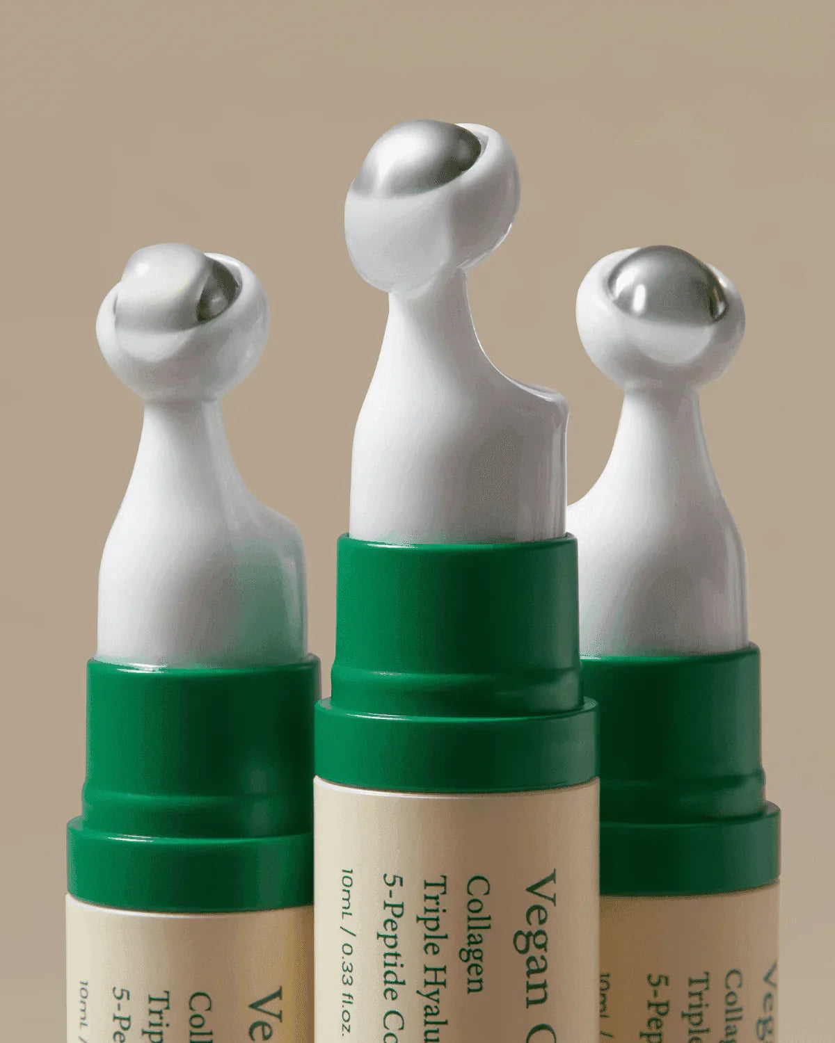 Vegan collagen eye cream tubes with metal applicator tips for skincare