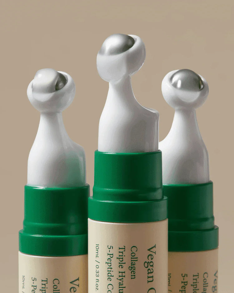 Vegan collagen eye cream tubes with metal applicator tips for skincare