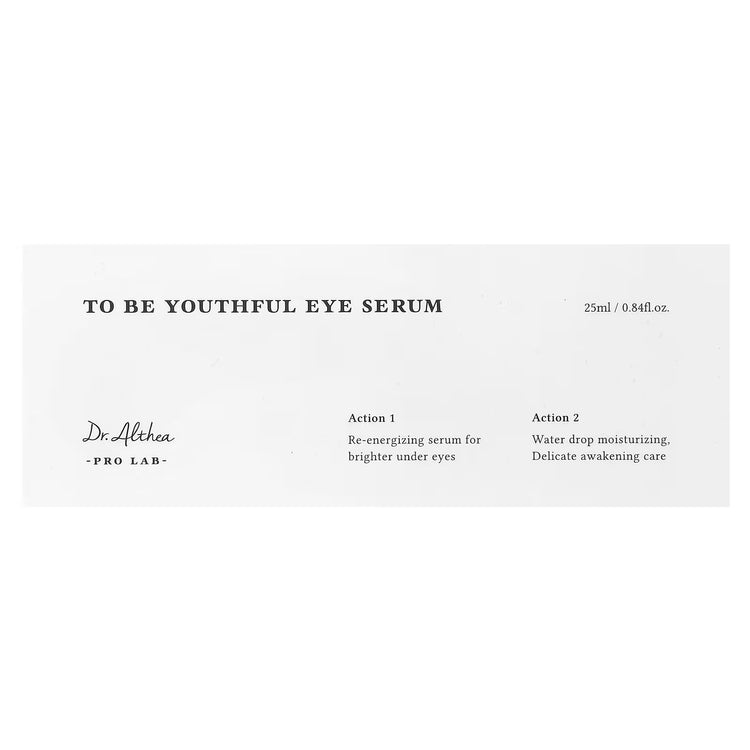 To Be Youthful Eye Serum packaging with moisturizing and brightening benefits, 25ml