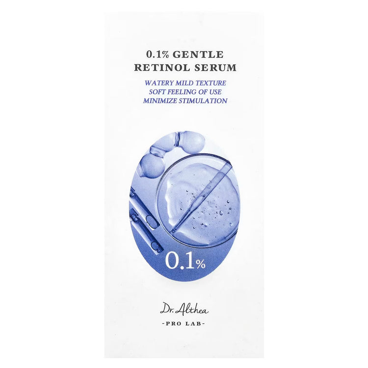 Dr. Althea Pro Lab 0.1% Gentle Retinol Serum box with pipette and serum illustration