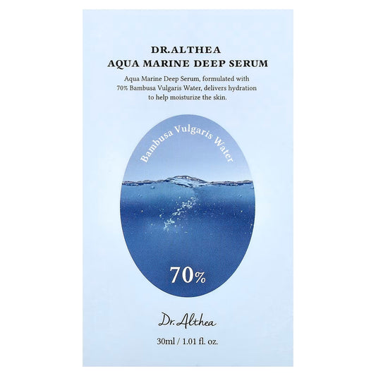 Dr.Althea Aqua Marine Deep Serum packaging with 70% Bambusa Vulgaris Water, 30ml