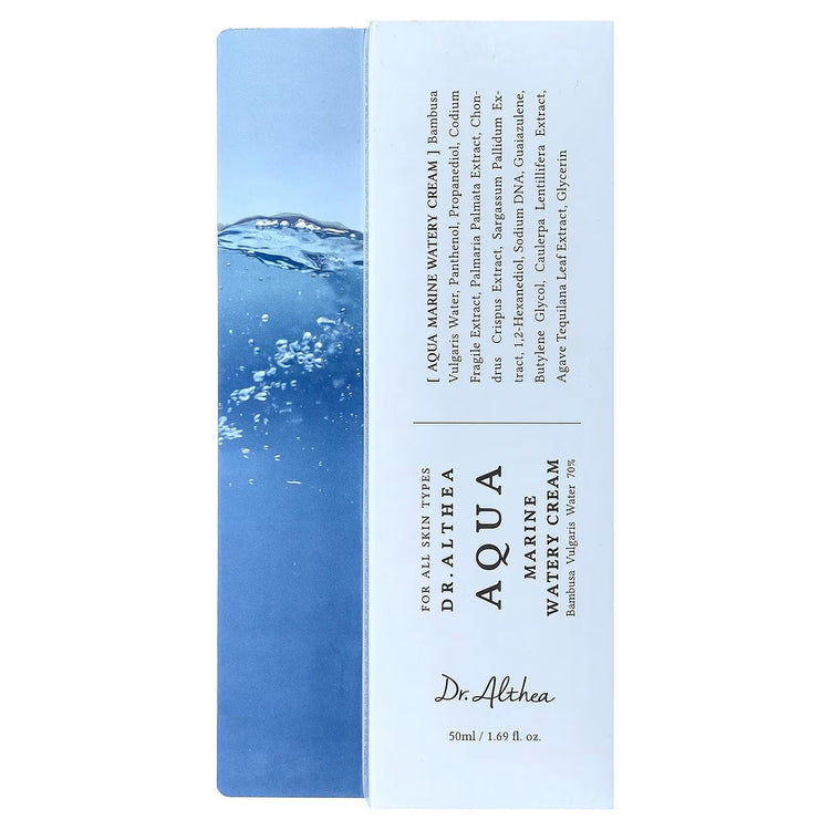Dr. Althea Aqua Marine Water Cream box with ingredient list and water imagery