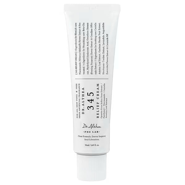 Dr. Althea 345 Relief Cream 50ml skincare tube with text on a white background