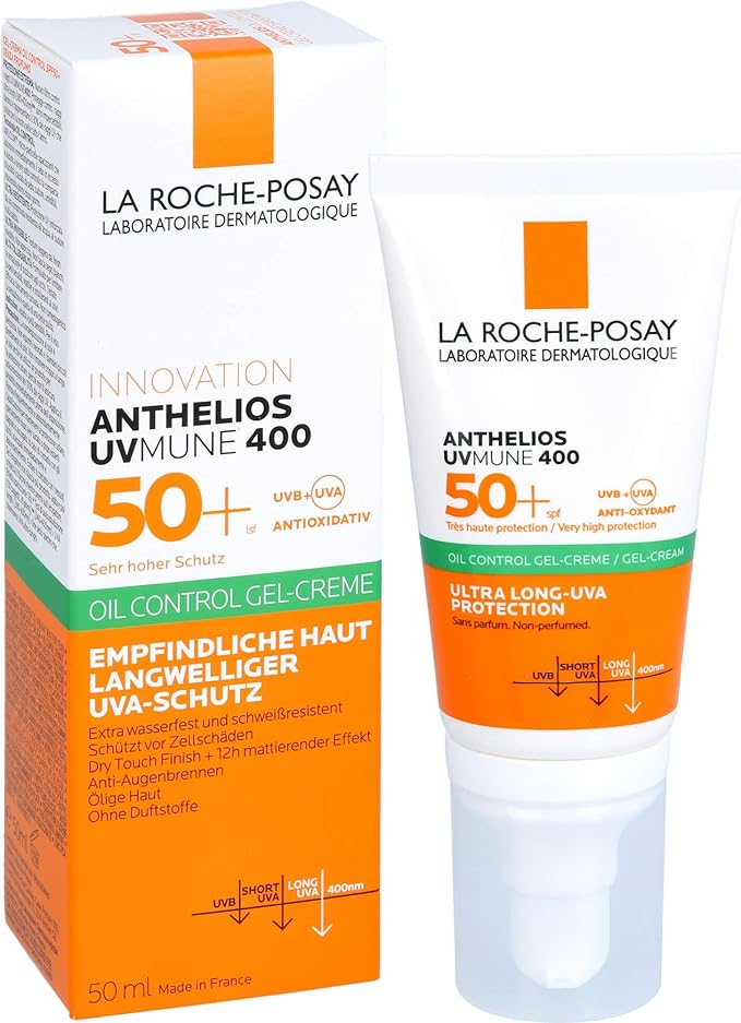 La Roche-Posay Anthelios UV Mune 400 50+ oil control gel-cream with SPF 50+ and ultra long UVA protection in a 50ml tube