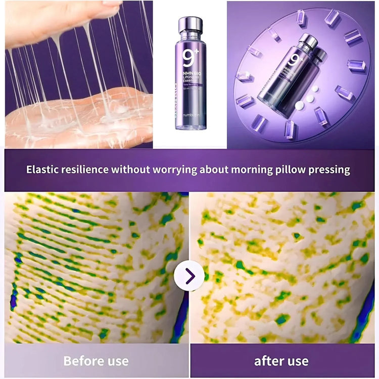 Numbuzin 9 NMN Bio Lifting Essence serum for skin elasticity, before and after use results