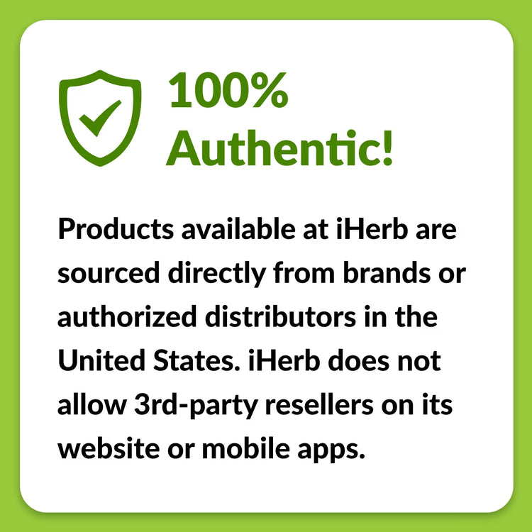 Green and white authenticity badge stating 100% authentic, direct sourcing policy message.