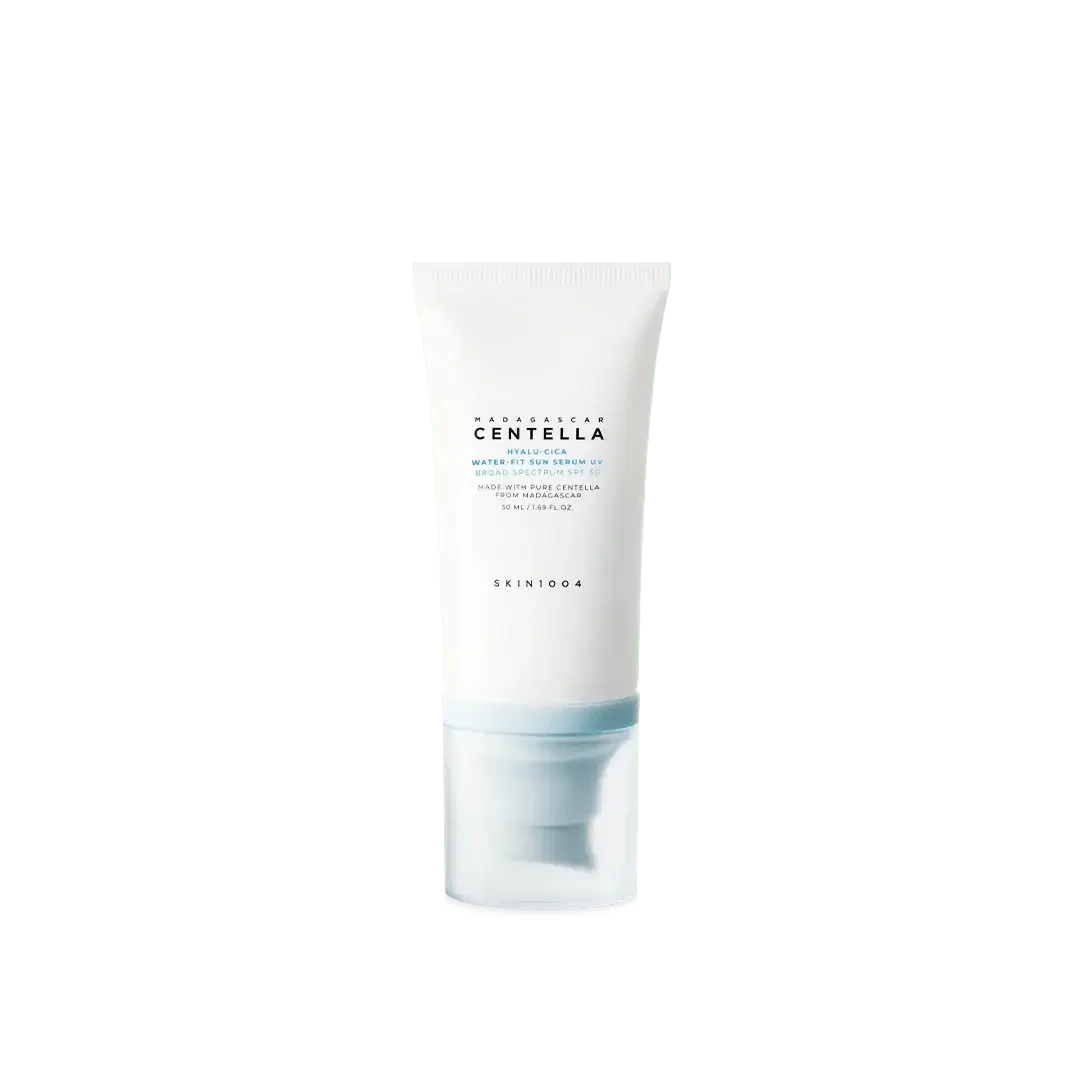 SKIN1004 Centella Hyalu-Cica Water-Fit Sun Serum tube 50ml with clean white and blue design