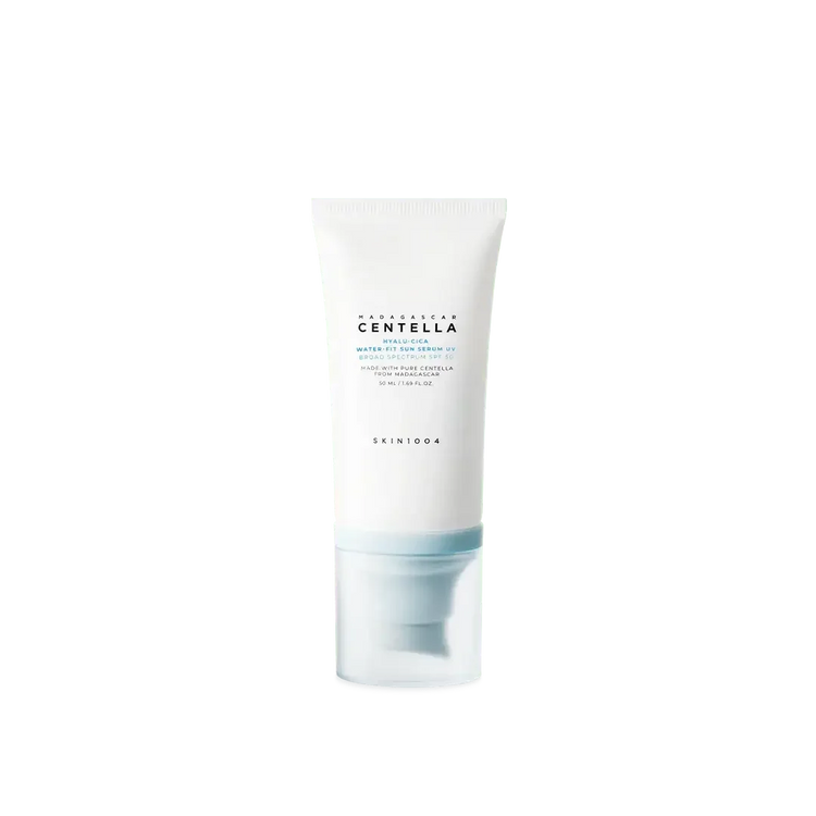 SKIN1004 Centella Hyalu-Cica Water-Fit Sun Serum tube 50ml with clean white and blue design